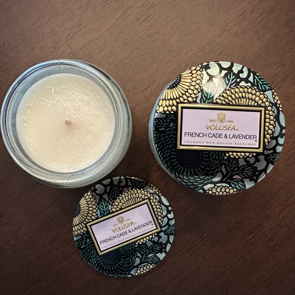 Anthropologie French Cade & Lavender Candle - Black and Gold